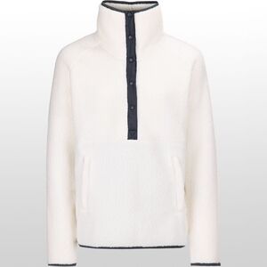 Indyeva Pecora Sherpa Pullover In White & Navy Size Medium